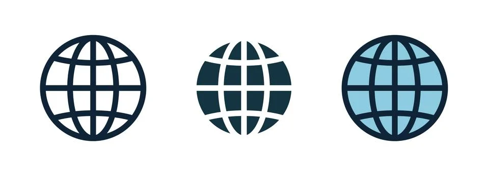 Globe, planet icon set. Internet, global sphere Illustrazione stock