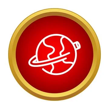 Globe planet orbiting in golden frame icon Stock Illustration