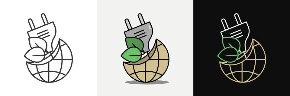 Globe with plug and leaves. Stock Illustration