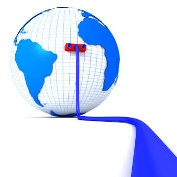 Globe plugged into cable Stock Illustration