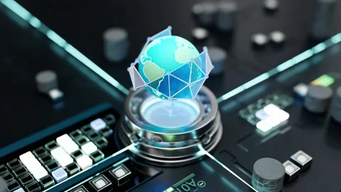 Globe on the power platform. Selective focus on the surface of the globe.  Video stock 172273659