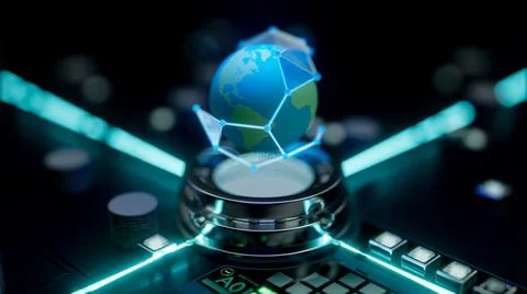Globe on the power platform. Selective focus on the surface of the globe.  Stock Photos