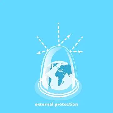 The globe is protected by a glass cap, isometric image Illustrazione stock