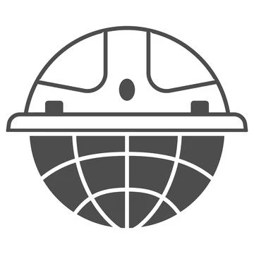 Globe in protective helmet solid icon, Safety engineering concept, Global Helmet Illustrazione stock