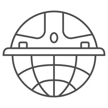 Globe in protective helmet thin line icon, Safety engineering concept, Global Stock Illustration