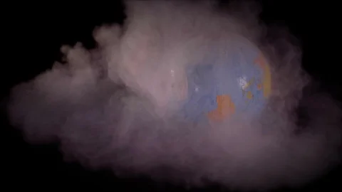 GLOBE PUZZLE FALLS AND RUPTURES INTO A CLOUD OF DUST.  SLOW MOTION 180 FPS Stock Footage 103384288