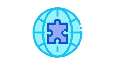 Globe puzzle piece Icon Animation Stock Footage 145276764
