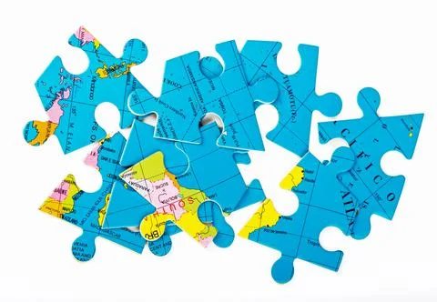 Globe puzzles. Concept of Globalization. Earth puzzle on white background Stock Photos