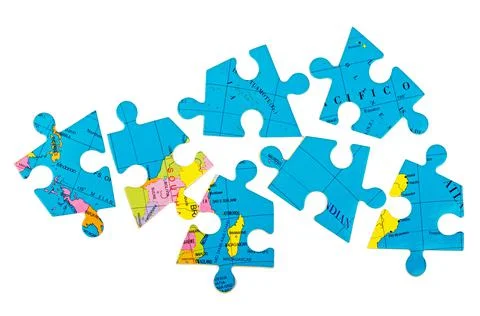 Globe puzzles. Concept of Globalization. Earth puzzle on white background Stock Photos