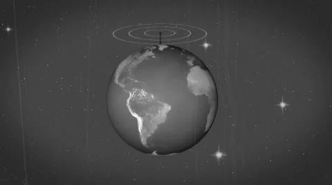 Globe with radiowave loop Stock Footage 8978336