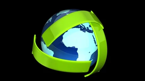 Globe recycling symbol HD loop with alpha Stock Footage 5503032