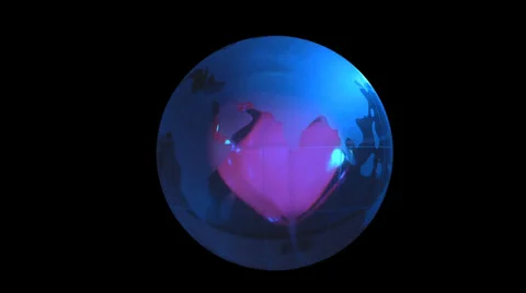 Globe on red beating heart Stock Footage 39563153