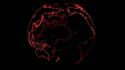 Globe Red Contour Stock Footage 144661654