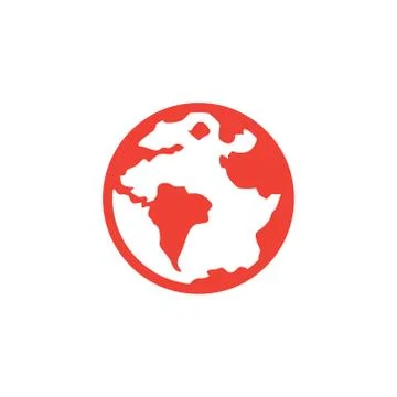 Globe Red Icon On White Background. Red Flat Style Vector Illustration. Stock Illustration