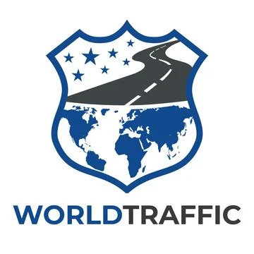 Globe road shield traffic logo Stock Illustration