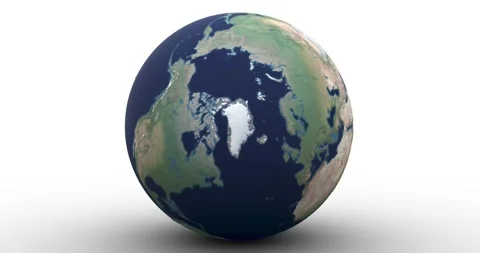 Globe rolls toward camera and highlights Greenland Stock Footage 160510485