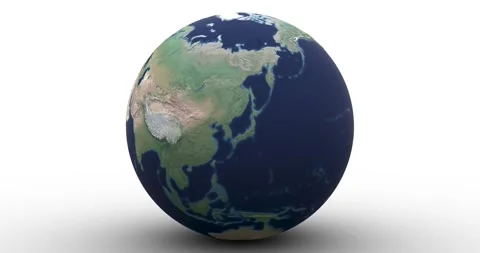Globe rolls toward camera and highlights Japan and Korea  Video stock 160931719