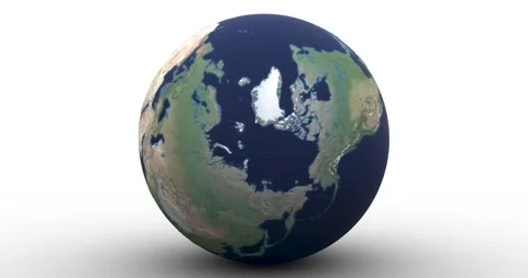 Globe rolls toward camera and highlights the North Pole  Stock Footage 161036121