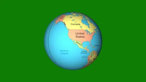 Globe rotating on green screen with Country name visible Stock Footage 341504563