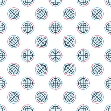 Globe with Round Arrows vector colored seamless pattern 스톡 일러스트