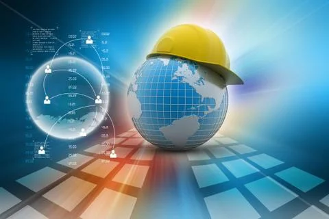 Globe with safety helmet Stock Illustration
