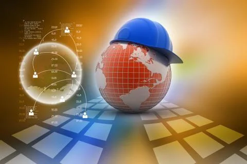 Globe with safety helmet Illustrazione stock