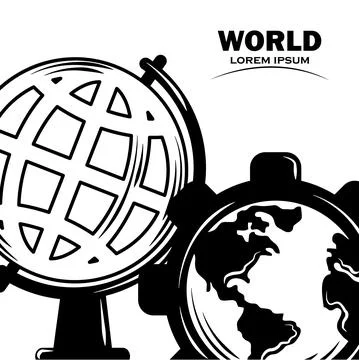 Globe school and map in gear work world concept Stock Illustration