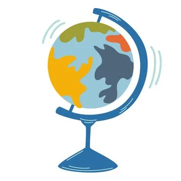 Globe School Supplies. World globe with stand in trendy style. Vector cartoon Stock Illustration