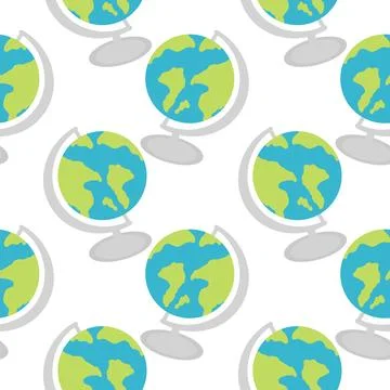 Globe seamless pattern with environmental theme Stock Illustration