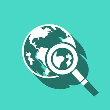 Globe search  icon stock vector illustration flat design Stock Illustration