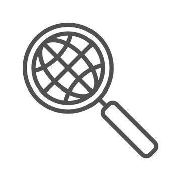 Globe search line icon Stock Illustration