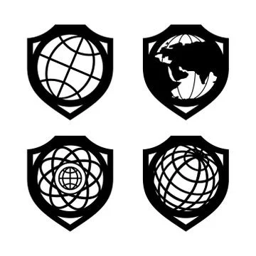 Globe security set Stock Illustration