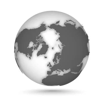 Globe set gray and white, vector icons Earth with outline continents. Gray Stock Illustration