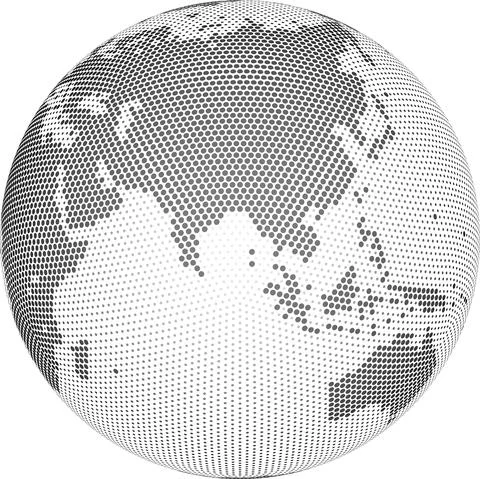 Globe shape, World map created from dots. Vector illustration Stockillustratie