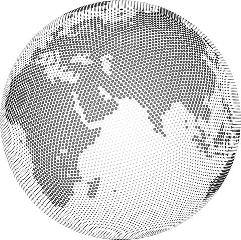 Globe shape, World map created from dots. Vector illustration Stockillustratie
