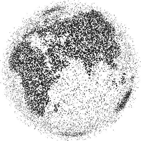 Globe shape, World map created from scattered dots. Vector illustration Stock Illustration