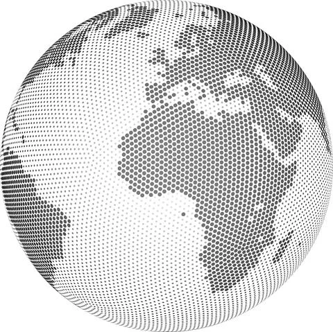 Globe shape, World map created from dots. Vector illustration Stockillustratie