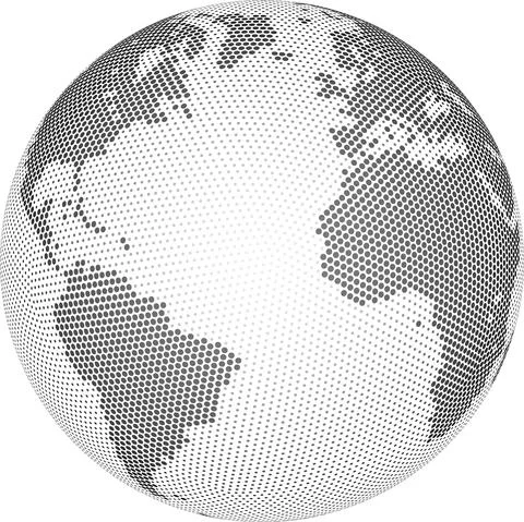 Globe shape, World map created from dots. Vector illustration Stockillustratie