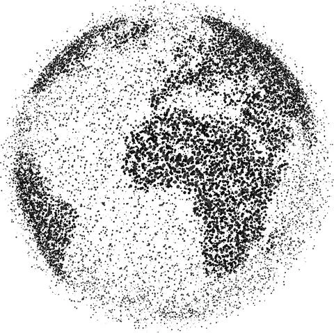 Globe shape, World map created from scattered dots. Vector illustration Stock Illustration