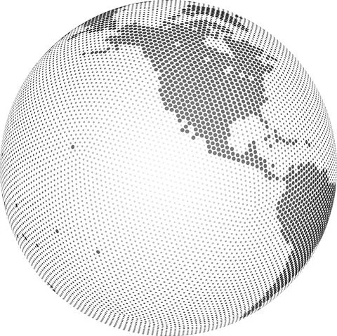 Globe shape, World map created from dots. Vector illustration Stockillustratie