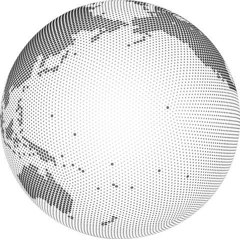 Globe shape, World map created from dots. Vector illustration Stockillustratie