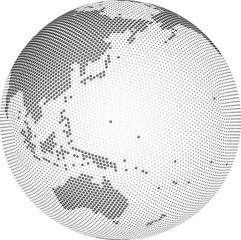 Globe shape, World map created from dots. Vector illustration Stockillustratie