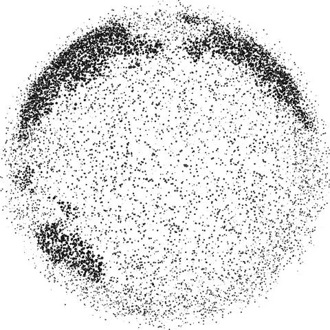 Globe shape, World map created from scattered dots. Vector illustration Stockillustratie