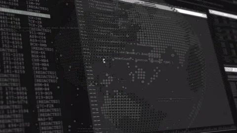 Globe sharpening triggers log panel sliding while code updating, showing Video stock 317593207