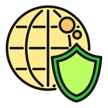 Globe with shield protecting global network security Stock Illustration