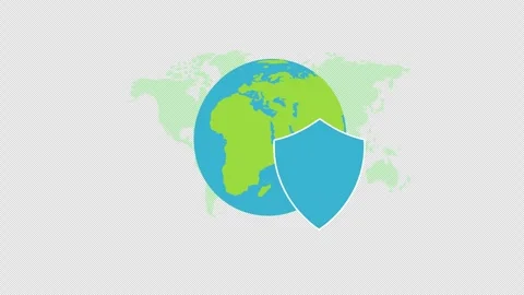 Globe with Shield Representing Global Cybersecurity and Data Protection Concept Stock Footage 339780837