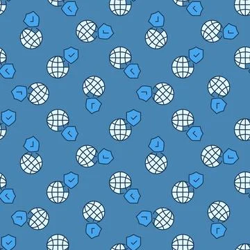 Globe with Shield vector colored seamless pattern Illustrazione stock