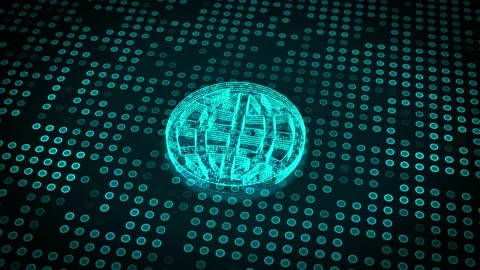 Globe sign in digital cyberspace abstract animation Stock Footage 180897835