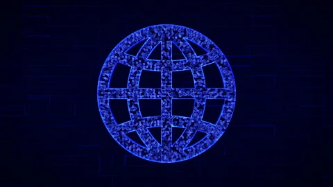 Globe sign in digital cyberspace abstract animation Stock Footage 187689596