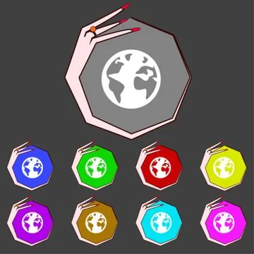 Globe sign icon World map geography symbol. Globe on stand for studying. Set  스톡 일러스트